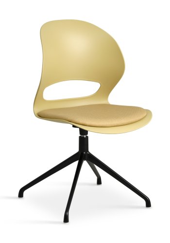 Linea spisebordsstol, m. drejefunktion og sennepsgul stofhynde - sennepsgul PVC og sort metal