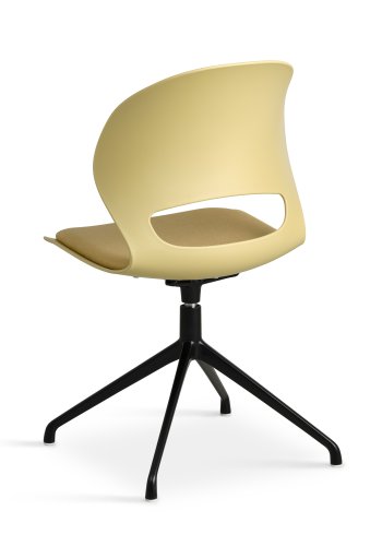 Linea spisebordsstol, m. drejefunktion og sennepsgul stofhynde - sennepsgul PVC og sort metal
