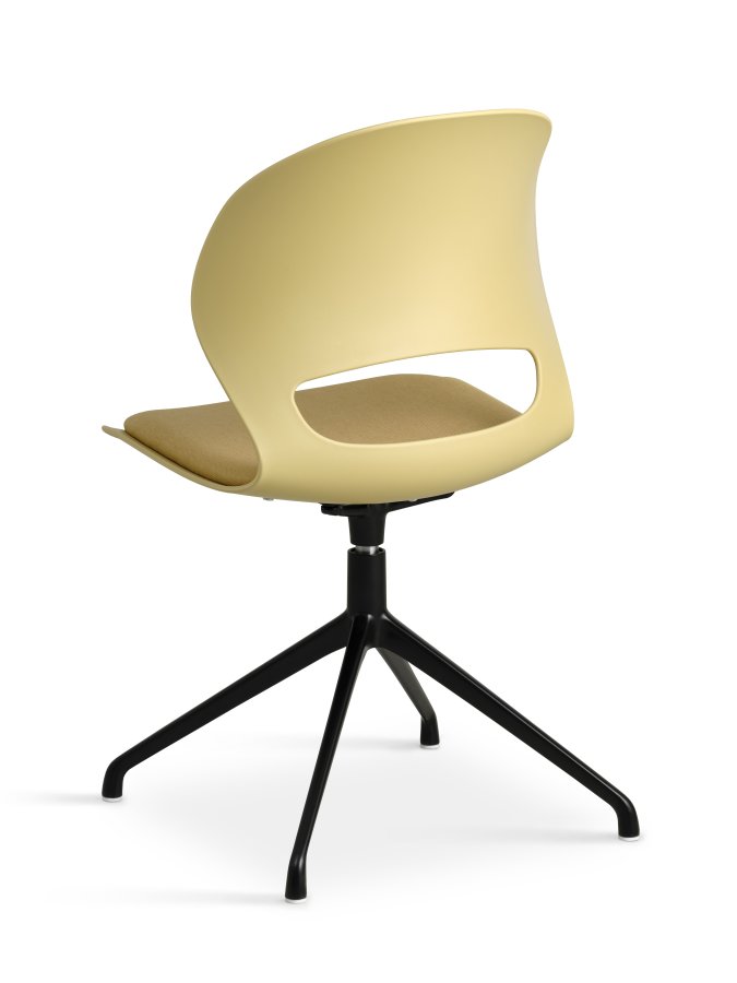 Linea spisebordsstol, m. drejefunktion og sennepsgul stofhynde - sennepsgul PVC og sort metal