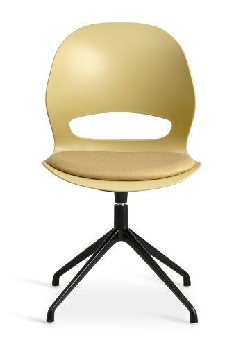 Linea spisebordsstol, m. drejefunktion og sennepsgul stofhynde - sennepsgul PVC og sort metal