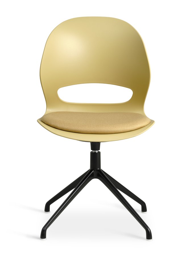 Linea spisebordsstol, m. drejefunktion og sennepsgul stofhynde - sennepsgul PVC og sort metal