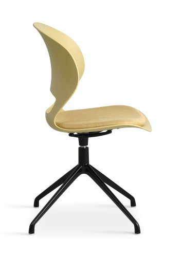 Linea spisebordsstol, m. drejefunktion og sennepsgul stofhynde - sennepsgul PVC og sort metal