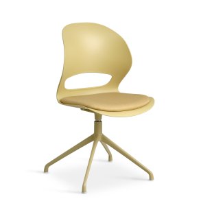 Linea spisebordsstol, m. drejefunktion og sennepsgul stofhynde - sennepsgul PVC og sennepsgul metal