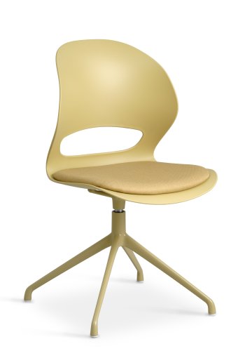 Linea spisebordsstol, m. drejefunktion og sennepsgul stofhynde - sennepsgul PVC og sennepsgul metal