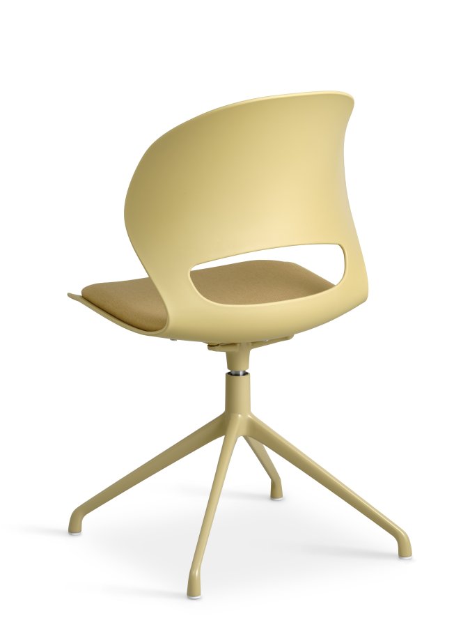 Linea spisebordsstol, m. drejefunktion og sennepsgul stofhynde - sennepsgul PVC og sennepsgul metal