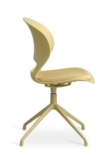 Linea spisebordsstol, m. drejefunktion og sennepsgul stofhynde - sennepsgul PVC og sennepsgul metal