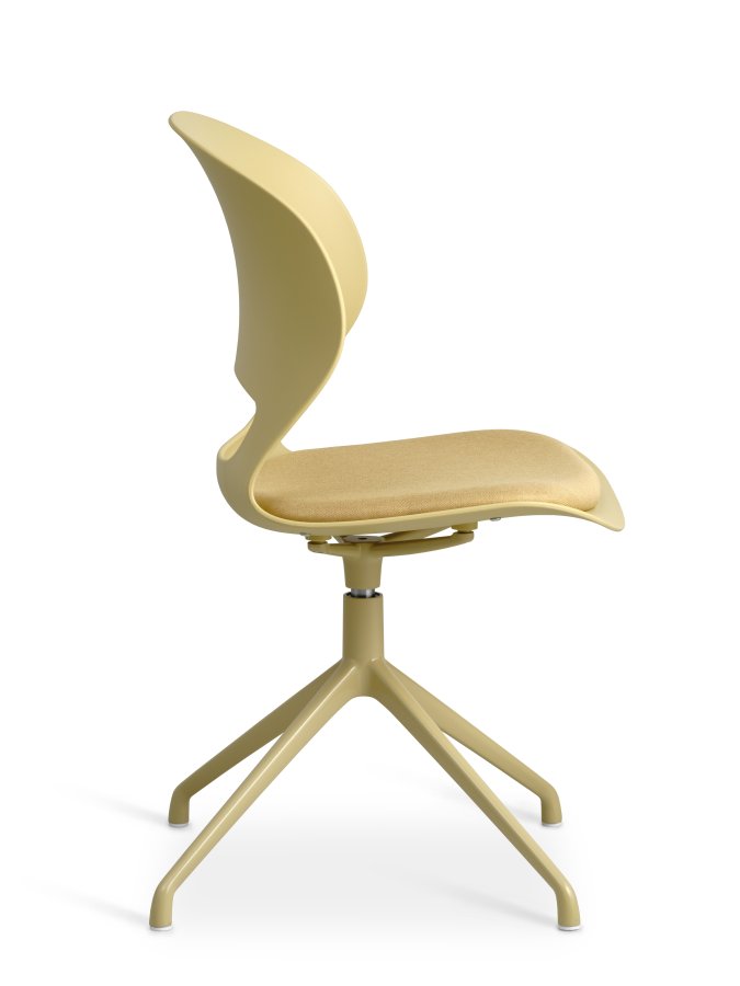 Linea spisebordsstol, m. drejefunktion og sennepsgul stofhynde - sennepsgul PVC og sennepsgul metal