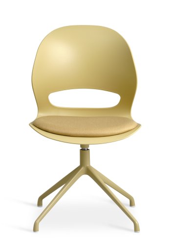 Linea spisebordsstol, m. drejefunktion og sennepsgul stofhynde - sennepsgul PVC og sennepsgul metal