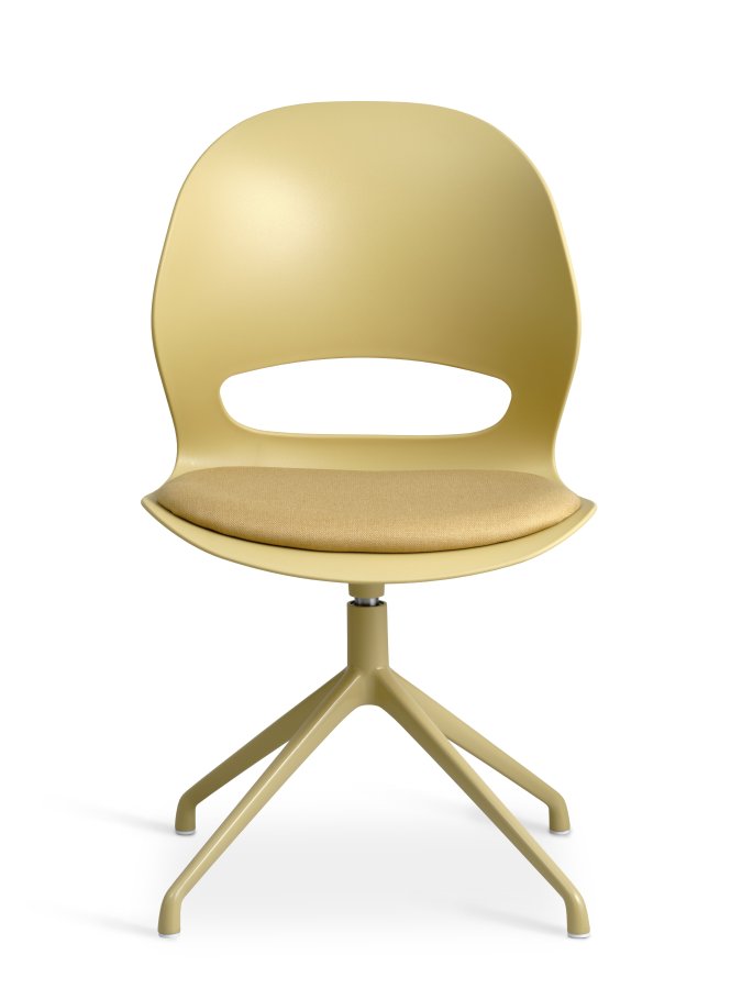 Linea spisebordsstol, m. drejefunktion og sennepsgul stofhynde - sennepsgul PVC og sennepsgul metal