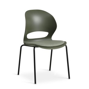 Linea spisebordsstol, m. oliven stofhynde - oliven PVC og sort metal