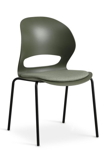 Linea spisebordsstol, m. oliven stofhynde - oliven PVC og sort metal
