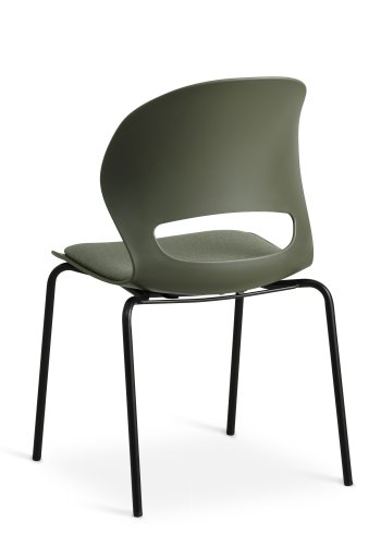 Linea spisebordsstol, m. oliven stofhynde - oliven PVC og sort metal