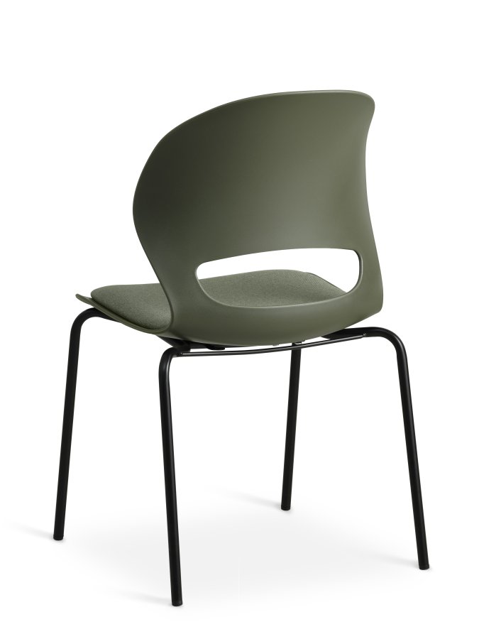 Linea spisebordsstol, m. oliven stofhynde - oliven PVC og sort metal