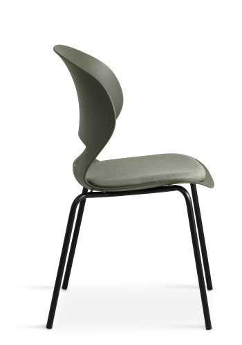 Linea spisebordsstol, m. oliven stofhynde - oliven PVC og sort metal
