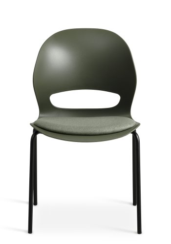 Linea spisebordsstol, m. oliven stofhynde - oliven PVC og sort metal