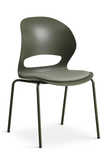 Linea spisebordsstol, m. oliven stofhynde - oliven PVC og oliven metal