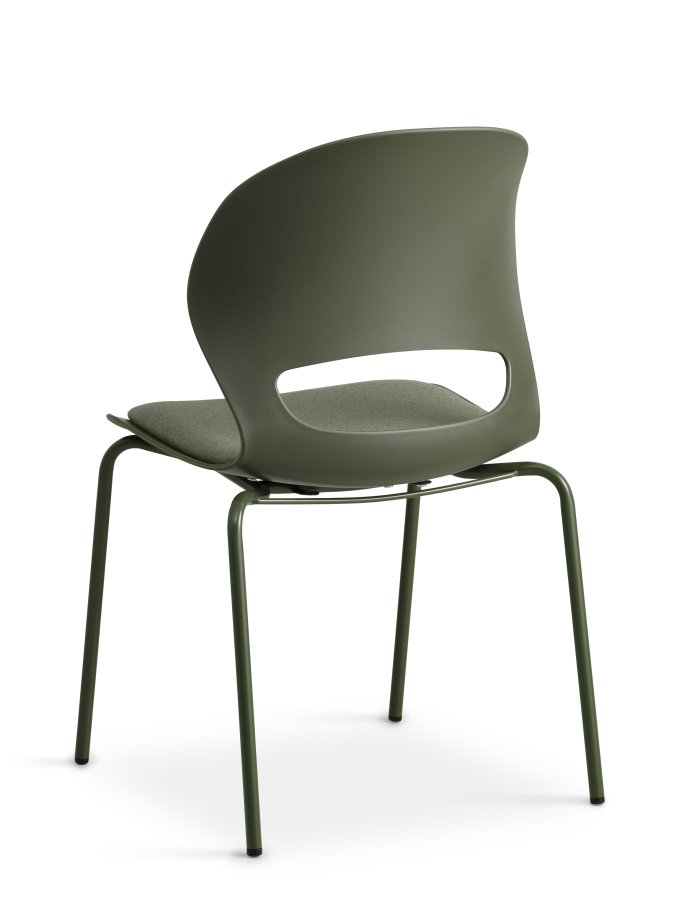 Linea spisebordsstol, m. oliven stofhynde - oliven PVC og oliven metal