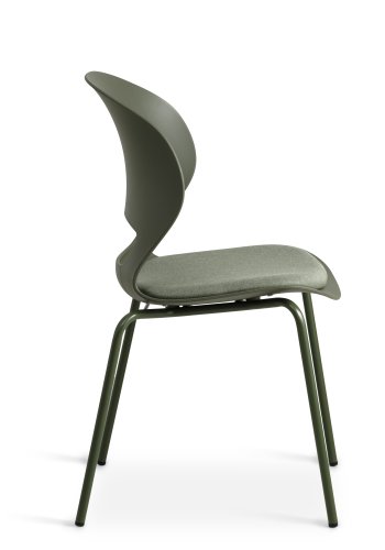 Linea spisebordsstol, m. oliven stofhynde - oliven PVC og oliven metal