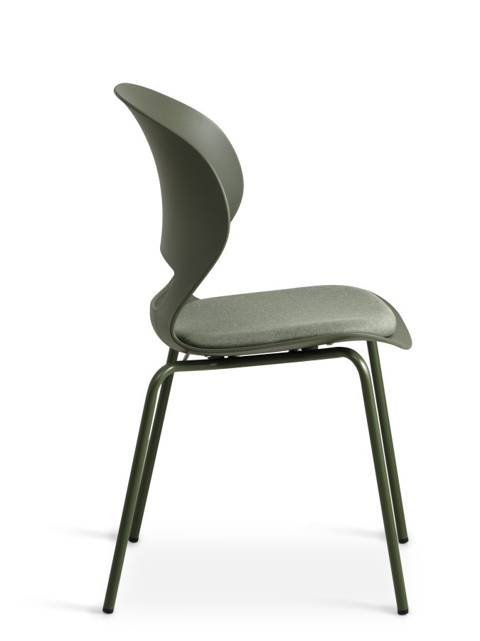 Linea spisebordsstol, m. oliven stofhynde - oliven PVC og oliven metal