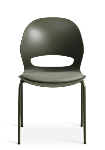 Linea spisebordsstol, m. oliven stofhynde - oliven PVC og oliven metal