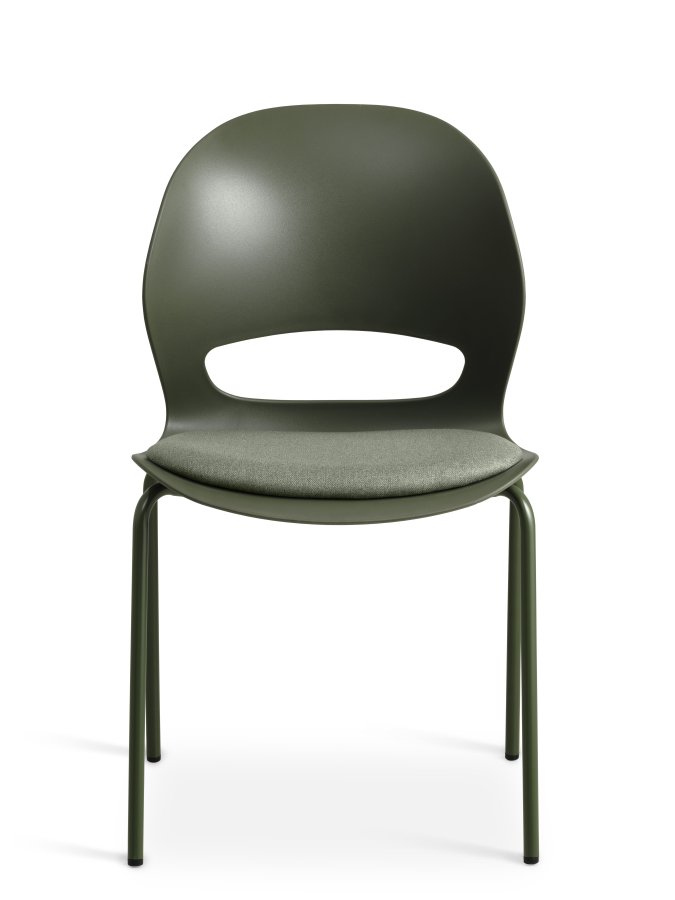 Linea spisebordsstol, m. oliven stofhynde - oliven PVC og oliven metal
