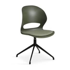Linea spisebordsstol, m. drejefunktion og oliven stofhynde - oliven PVC og sort metal