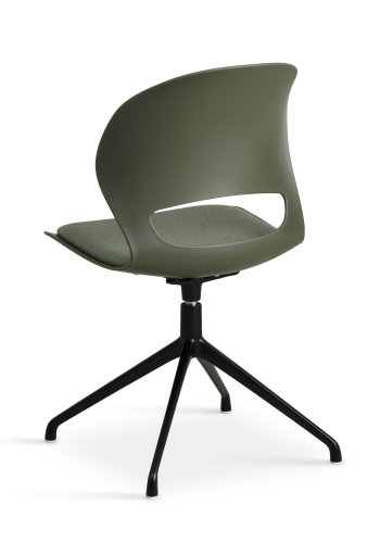 Linea spisebordsstol, m. drejefunktion og oliven stofhynde - oliven PVC og sort metal