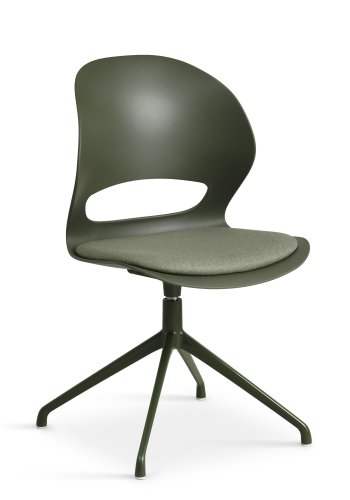 Linea spisebordsstol, m. drejefunktion og oliven stofhynde - oliven PVC og oliven metal