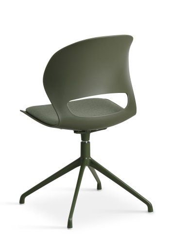 Linea spisebordsstol, m. drejefunktion og oliven stofhynde - oliven PVC og oliven metal