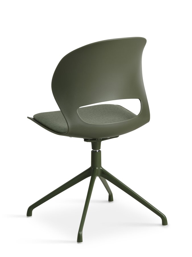 Linea spisebordsstol, m. drejefunktion og oliven stofhynde - oliven PVC og oliven metal