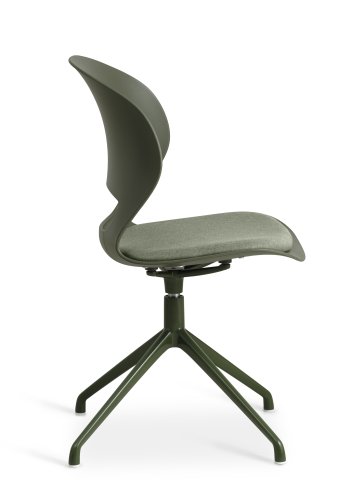 Linea spisebordsstol, m. drejefunktion og oliven stofhynde - oliven PVC og oliven metal
