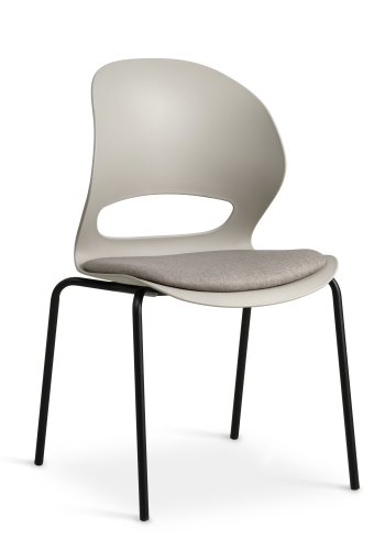 Linea spisebordsstol, m. stone stofhynde - stone PVC og sort metal