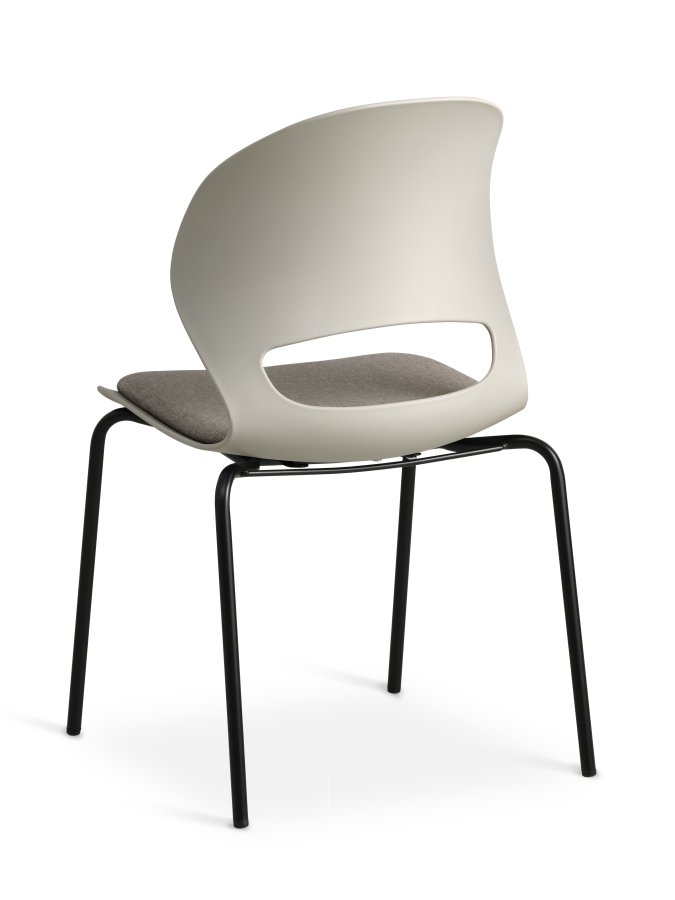 Linea spisebordsstol, m. stone stofhynde - stone PVC og sort metal