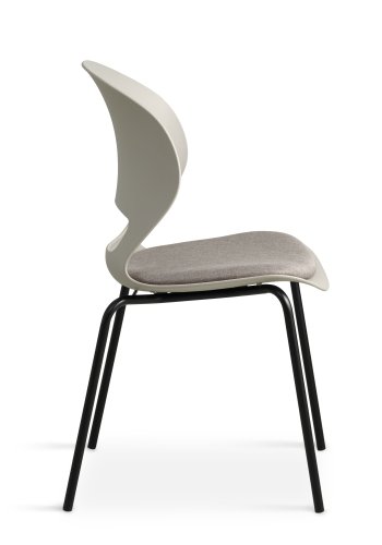 Linea spisebordsstol, m. stone stofhynde - stone PVC og sort metal