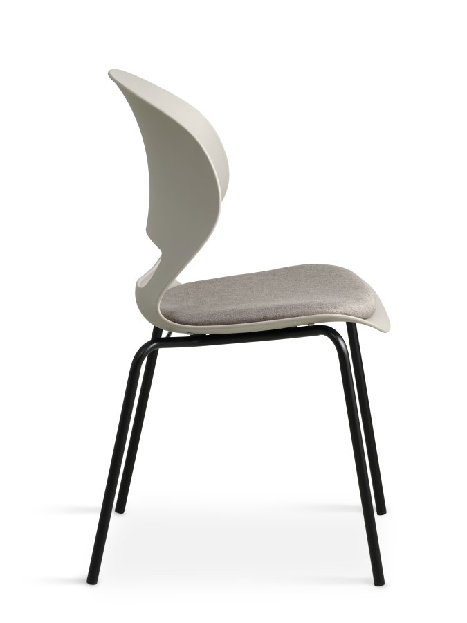 Linea spisebordsstol, m. stone stofhynde - stone PVC og sort metal