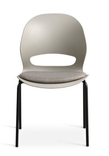 Linea spisebordsstol, m. stone stofhynde - stone PVC og sort metal