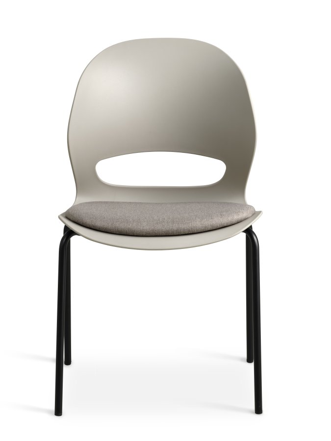 Linea spisebordsstol, m. stone stofhynde - stone PVC og sort metal