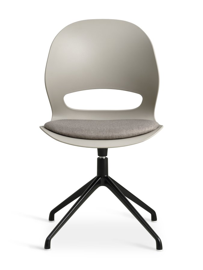 Linea spisebordsstol, m. drejefunktion og stone stofhynde - stone PVC og sort metal