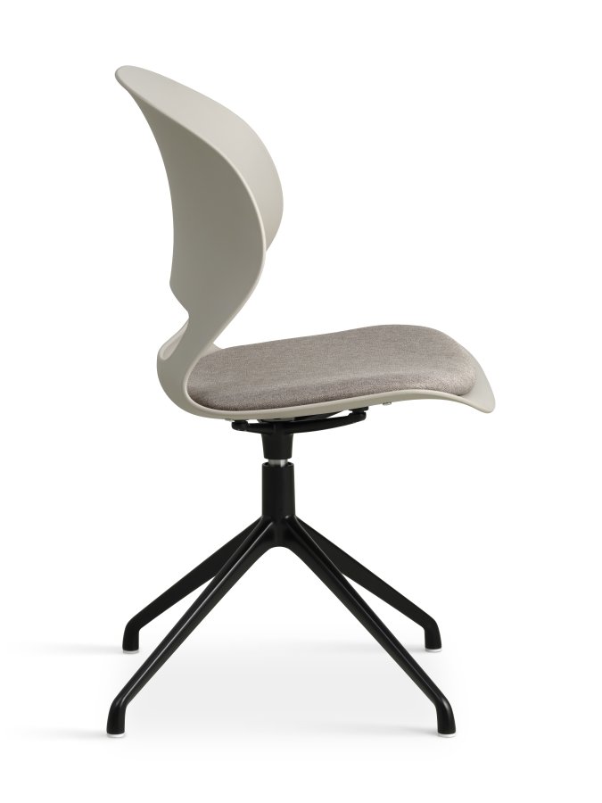 Linea spisebordsstol, m. drejefunktion og stone stofhynde - stone PVC og sort metal