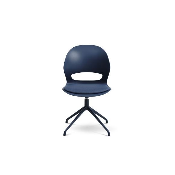 Linea spisebordsstol, m. hynde, drejefunktion, returdrej - denim bl polypropylen og denim bl metal