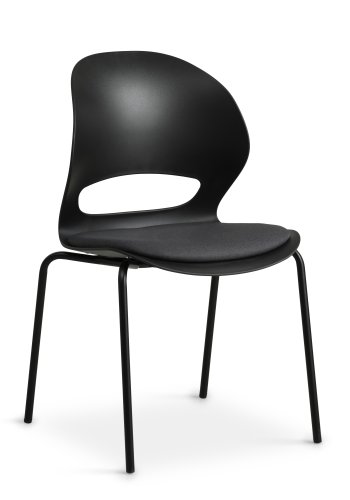 Linea spisebordsstol, m. sort stofhynde - sort PVC og sort metal