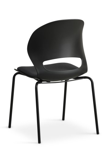 Linea spisebordsstol, m. sort stofhynde - sort PVC og sort metal