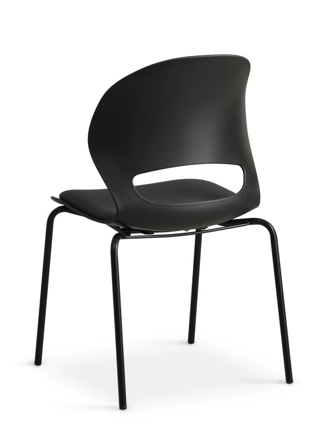Linea spisebordsstol, m. sort stofhynde - sort PVC og sort metal