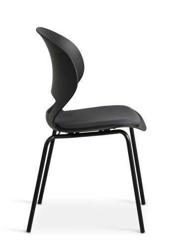 Linea spisebordsstol, m. sort stofhynde - sort PVC og sort metal