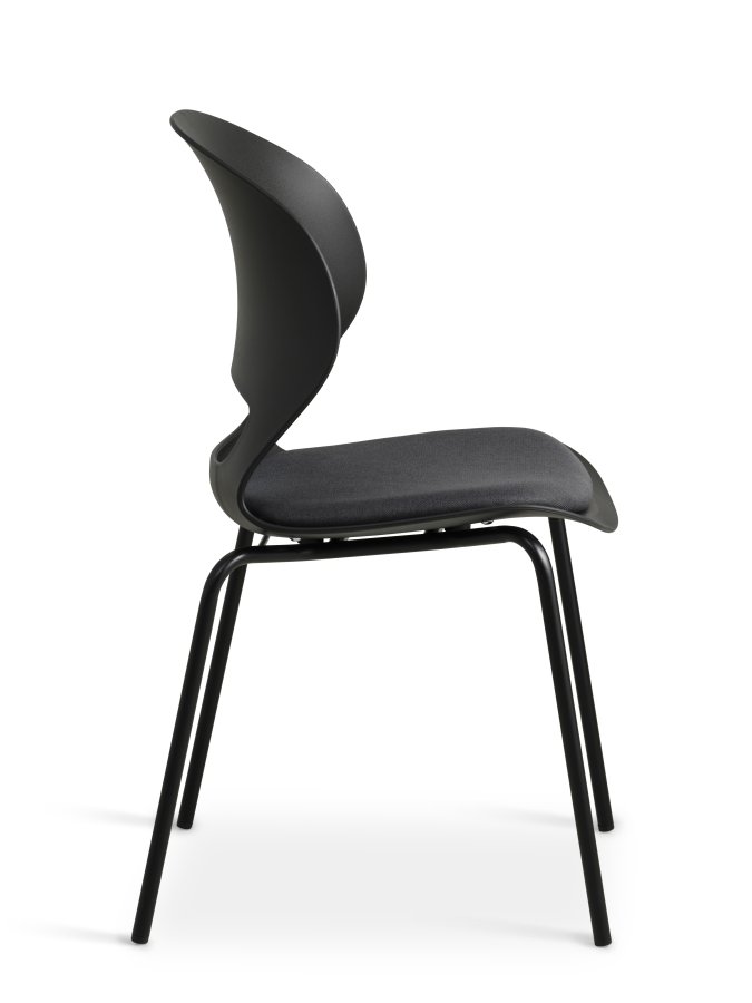 Linea spisebordsstol, m. sort stofhynde - sort PVC og sort metal
