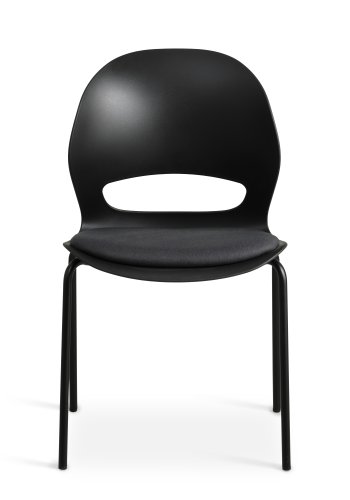 Linea spisebordsstol, m. sort stofhynde - sort PVC og sort metal