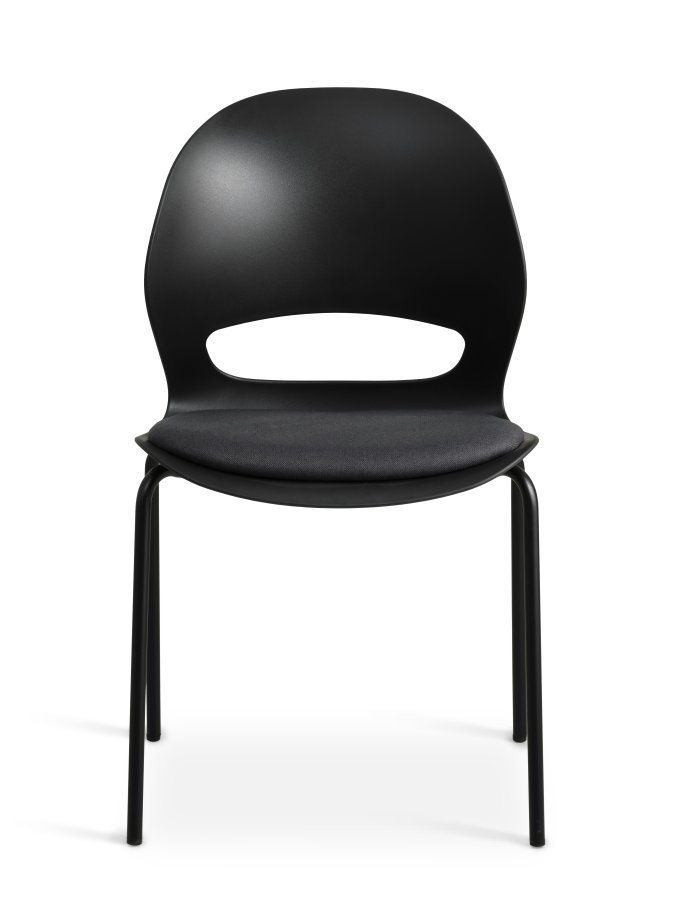 Linea spisebordsstol, m. sort stofhynde - sort PVC og sort metal