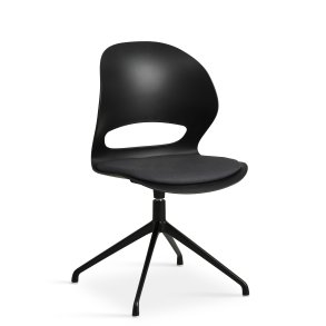 Linea spisebordsstol, m. drejefunktion og sort stofhynde - sort PVC og sort metal