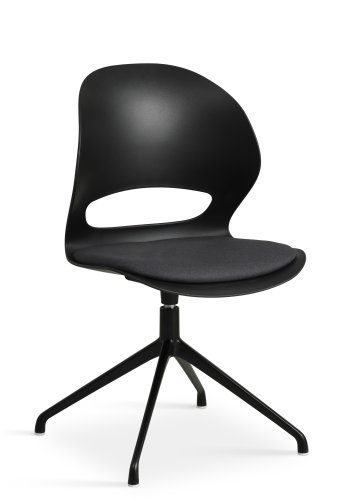 Linea spisebordsstol, m. drejefunktion og sort stofhynde - sort PVC og sort metal
