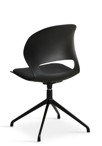 Linea spisebordsstol, m. drejefunktion og sort stofhynde - sort PVC og sort metal